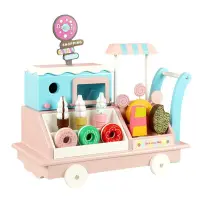 在飛比找蝦皮商城優惠-木質兒童玩具 過家家甜甜圈冰淇淋車玩具 木製逼真雪糕積木 冰