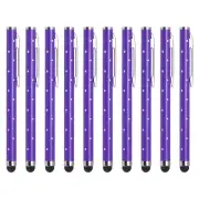 10pcs Glitter Stylus Pens for Touch Screens Metal Capacitive Pen, Purple