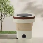 H (Khaki US Plug)Portable Washing Machine Mini Foldable Washer 8.5L Deep