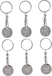 [Sosoport] 6pcs Stainless Steel Keychain with Trolley Token Tool Lightweight Key Ring for Shopping Carts Elegant Design for Home Office and Supermarkets and Portable Key Chain Decor