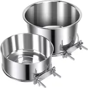 2 Pcs Large Dog Food Water Bowl for Cage with Upgraded Clamp Holder Pet Kennel