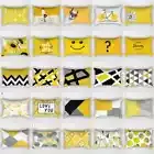 Yellow Daisy Floral Sofa Pillow Cover Patchwork Geometric Cushion Cover Sunflowe