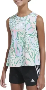 Girls adidas 7-16 Sleeveless All Over Printed Waist Length Tank Top