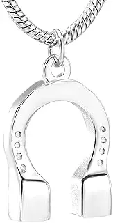 [DOTUIARG] Stainless Steel Horseshoe Cremation Jewelry For Ashes With Stone Keepsake Memorial Urn Pendant Necklace