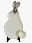 Easter bunny ceramic chip and dip platter MUDPIE new