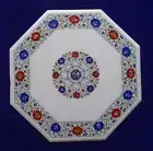 30"Marble Inlay Sofa Table Top Floral Fine Lapis Carnelian Inlay Hard stone Work