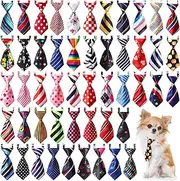 Sadnyy 50 Pcs Dog Neck Tie Adjustable Cat Collars Assorted Patter Puppy Bow Ties Grooming Accessories for Small Pet Dogs Cats Birthday Photography Favor(Elegant Color)