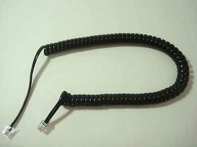 Antique Western Electric telephone coiled cord Black Stromberg Carlson 500, ITT