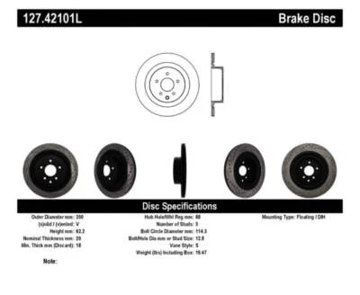 StopTech Fits Infiniti G37 / Nissan 370Z SportStop Slotted & Drilled Rr L Rotor