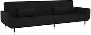 'vidaXL 2-Seater Convertible Sofa Bed with Two Pillows, Black Velvet – Versatile, Comfortable and Sturdy - Ideal for Guests
