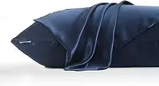 DISANGNI 100% Natural Mulberry Silk Pillow case for Hair and Skin with Hidden Zipper 22 Momme Both Sides Real Silk Pillow Case (1pc Standard Size 20" x26", Blue)