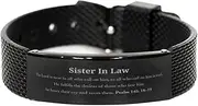 [Generic] Black Shark Mesh Bracelet for Sister In Law - Inspirational Psalm 145:18-19 - Unique Gifts for Birthday, Graduation, Holidays - Hope and Confidence Jewelry for Sister In Law, Small, Silver Plated