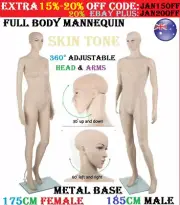 175cm Female / 185cm Male Mannequin Dummy Detachable Display Showcase White Skin