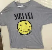 NIRVANA T-Shirt Smiley Face Logo Front - GREY - 2XL - BRAND NEW