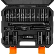 1/2" Drive Metric Deep Impact Socket Set, 20 Piece Cr-V Steel Metric Socket S...