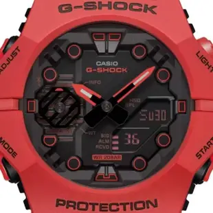 【CASIO 卡西歐】G-SHOCK 藍牙連線 碳纖維防護 雙顯手錶-火焰紅(GA-B001-4A)