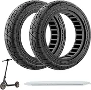 OUXI 10 x 2.125 Off Road Tyres for Electric Scooter Ninebot F20/F30/F40/F65, 10 Inch Solid Rubber Tyres for Front and Rear Wheels, Solid Rubber Tyres for Electric Scooter, Tubeless (Black, Pack of 2)