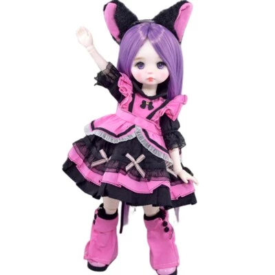 12 inch Height Girl Doll Toy Joint Body and Hair Clothes Shoe Assemble Completed