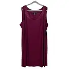 R&M Richards Womens Shift Dress Stretch Glitter Neckline Sleeveless Merlot Sz 3X