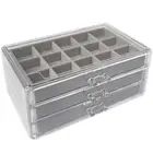 Three-Drawing Multi-Frame Acrylic Flannel Storage Box Jewelry Necklace7231