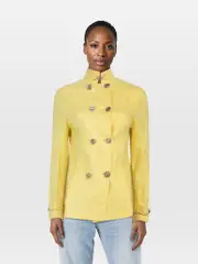 Yellow Linen Mandarin Collar Jacket