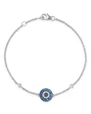 Bloomingdale's Fine Collection Blue Sapphire & Black & White Diamond Evil Eye Bracelet in 14K White Gold