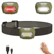 Rechargeable Headlamp, LED Bright Motion Sensor Head Lamp Flashlight with 6 M...