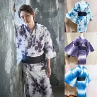 在飛比找Yahoo!奇摩拍賣優惠-日本傳統男士和服浴衣長袍武士款日系家居拍攝cos扎染花色花樣