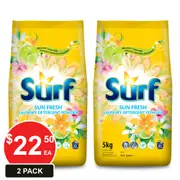 SURF 10kg LAUNDRY DETERGENT POWDER SUN FRESH (2 x 5kg BAGS) 2 PACK