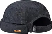 [Opreng] Cotton Docker Hat Cap Lightweight Embroidery Daily Brimless Hats Worker Sailor Cap Rolled Cuff Retro Adjustable