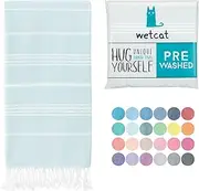 WETCAT Turkish Beach Towel Oversized 38x71 100% Cotton Sand Free Quick Dry Extra Large Light Travel Towel for Adults Beach Accessories Gifts- Aqua