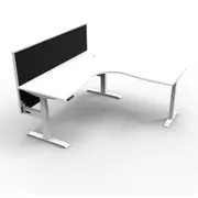1800Mm Corner Workstation With Screen Natural White And White