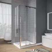 ELEGANT SHOWERS 3 Panel Sliding Door with Side panel Shower Enclosure, 900 x 1000mm