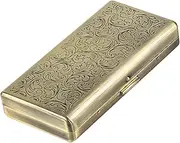 [ARKCHIU] Retro Copper Cigarette Case, Double Sided Spring Clip Open, for Men Women, Holds 18 100mm Cigarette Bronze,One Size