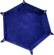 MUSISALY Hexagon Dice Tray Collapsible PU Leather Storage Box Foldable Dice Holder for Desktop for Games Keys and Jewelry Storage