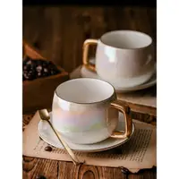 在飛比找ETMall東森購物網優惠-咖啡杯歐式小奢華ins風陶瓷咖啡杯碟網紅高檔金邊精致咖啡杯套
