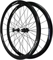 Wheelset 700C Aluminum Wheelset,40mm Quick Release Road Bike Rim C/V-Brake Wheel Double Walled Road Bike Rim 7-12 Speed for Bike Parts Road Wheel