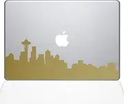 The Decal Guru Seattle City Skyline Decal Vinyl Sticker, 13" MacBook Air, Gold (2332-MAC-13A-G)