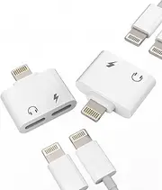 iPhone Headphone Splitter(2pack) Apple MFI Certified 2in1 Dual Lightning Dongle Adaptador para Charger AUX Cable Audio Charge Jack Adapter Converter for 11 12 13 14 Pro Max Mini Se X Xr 7 8 Plus Ipad