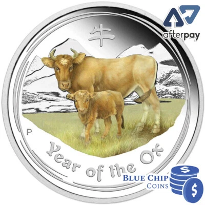 2021 $2 YEAR OF THE OX PERTH MONEY EXPO ANDA 2oz SILVER PROOF COLOURED COIN