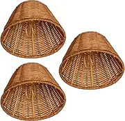 Osasy Wall Lamp Shades Clip On,Wicker lampshade Set of 3 Lampshades for Candle Crystal Chandelier,Woven Rattan Small Tapered Chandelier Lampshade Bell,15.5 * 8 * 9.5 (cm), OSBS23-LS7-3PJSLB(UK)