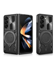 case For Samsung Z Flod 5 Slide Camera Lens Protection and Built in 360 Rotatable Ring Holder - Black