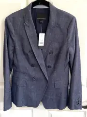 NEW Banana Republic Blazer Womens SIZE 4 NAVY Linen Cotton Jacket~BLAZER~NWT