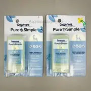 Coppertone PURE & SIMPLE 50 Mineral Sun Protection 2PK x 0.49oz Exp 11/25