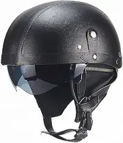 Vintage Motorcycle Helmet with Built-in Visor Motorcycle Open Half Helmet for Adult Men Women Cruiser Motorcycle Half Shell Helmet DOT/ECE Approved
