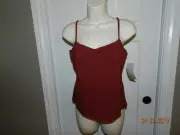 New Vestiny Lingerie 36B Burgundy Adj. strap tank top cami Built in UW bra