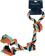 Knots Of Fun Dog Toy Rope Tug W/Handle 55cm, Orange&Navy&Turquoise - Tug of War Dog Toy, Durable Rope Toy, Chew Toy