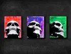 Original Skull Painting - POP ART - With UV Blacklight Bulb - 11x14 (set of 3)