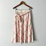 Talbots Cotton Pastel Plaid A Line Pull on Midi Skirt Women’s Size Small NEW