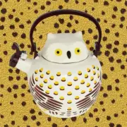 NEW Whistling Teapot Owl Bird Metal Tea Kettle Stove Pot Porcelain Stove-Top